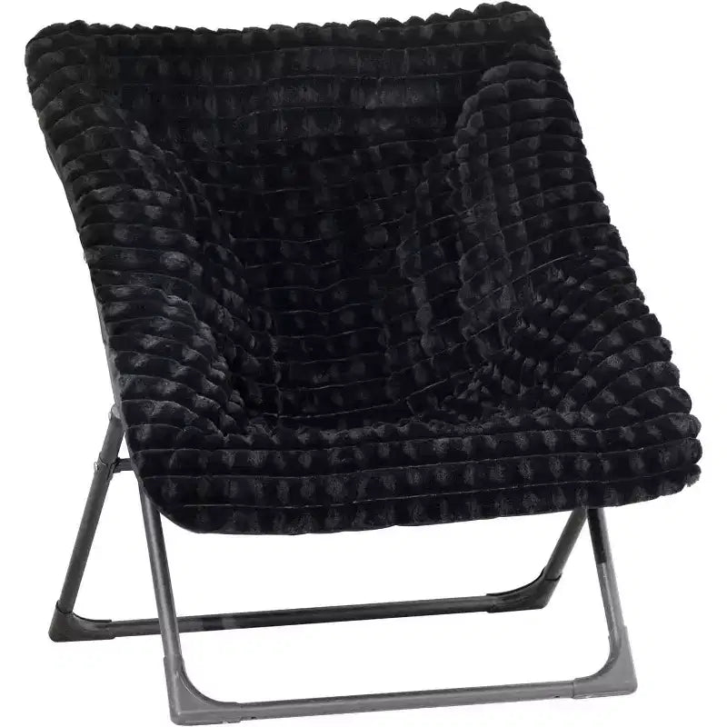 Fauteuil soucoupe extra-large en fausse fourrure, fauteuil de lecture pliable et confortable pour adultes et adolescents, bleu marine