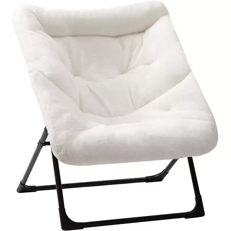 Fauteuil soucoupe extra-large en fausse fourrure, fauteuil de lecture pliable et confortable pour adultes et adolescents, bleu marine
