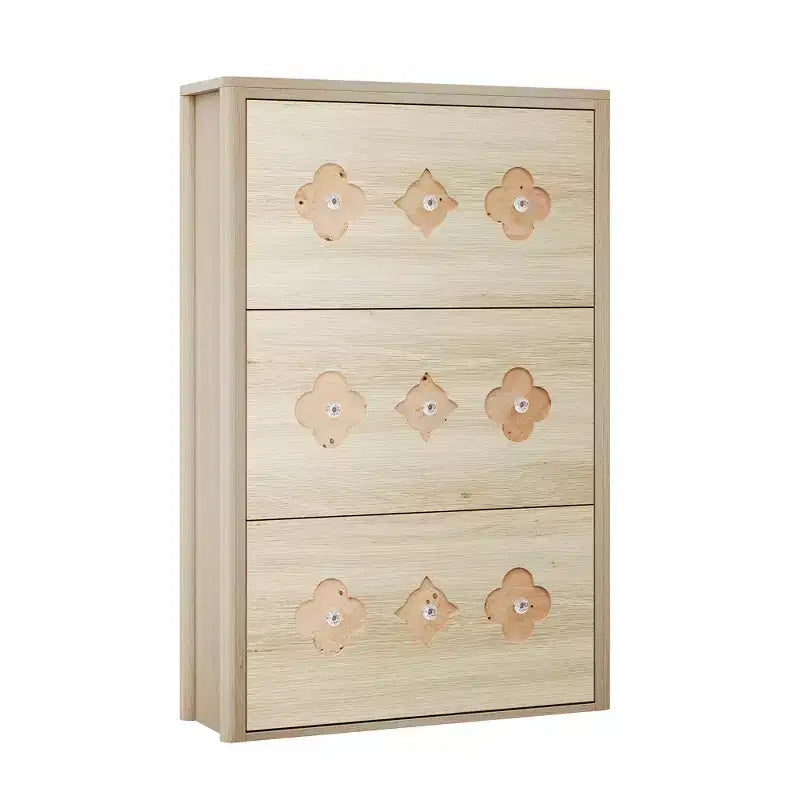Meuble à Chaussures, Meuble de Rangement pour Chaussures avec Étagères Réglables et Rangement Ouvert, Motif Floral et Poignée Diamant, Meuble à Chaussures pour Entrée, Couloir