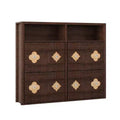 Shoe Cabinet, Shoe Storage Cabinet with Adjustable Shelves & Open Storage, Flower Pattern & Diamond Handle, Shoe Rack Cabinet for Entryway, Hallway