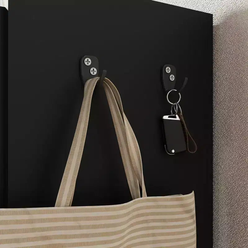 Meuble à chaussures avec portesOrganisateur de chaussures à 6 niveaux avec 2 portes et crochets supplémentaires pour couloir, entrée, salon, noir, lot de 2