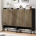 Shoe Cabinet with Doors6-Tier Shoe Organizer with 2 Doors & Additional Hooks for Hallway, Entryway, Living Room,Black Set of 2