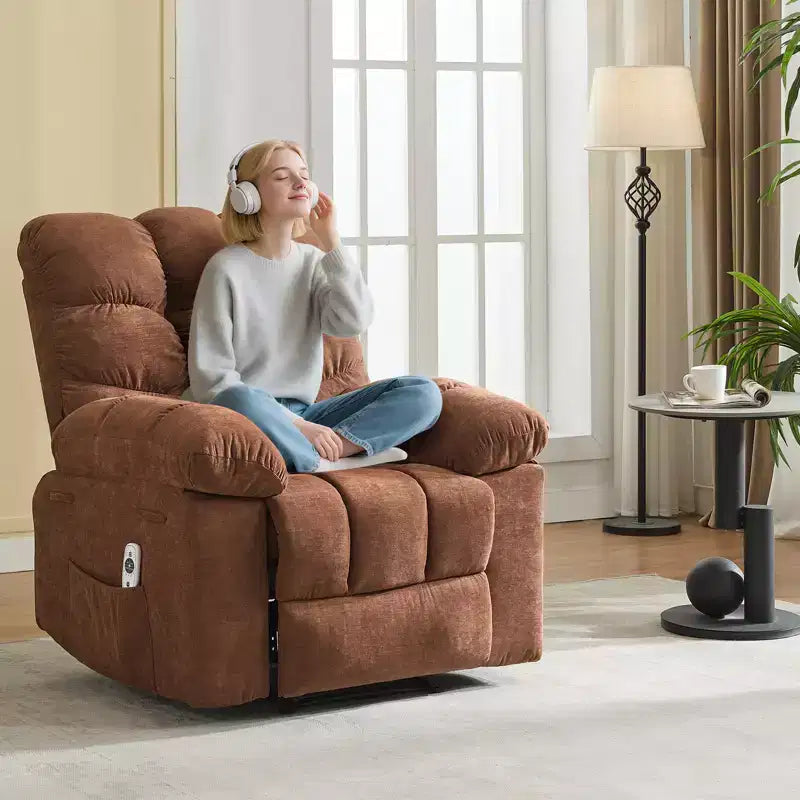 Fauteuil inclinable massant et chauffant pour adultes, canapé simple surdimensionné et rembourré, siège extra large et moelleux, pour salon et cinéma maison