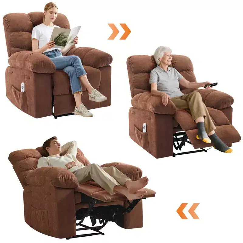 Fauteuil inclinable massant et chauffant pour adultes, canapé simple surdimensionné et rembourré, siège extra large et moelleux, pour salon et cinéma maison