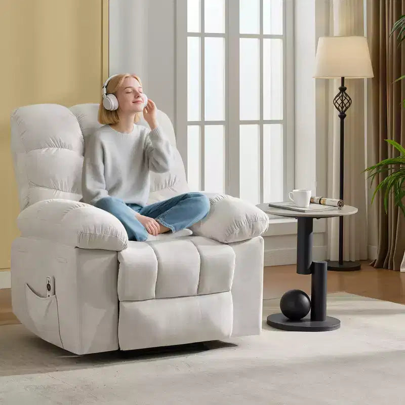 Fauteuil inclinable massant et chauffant pour adultes, canapé simple surdimensionné et rembourré, siège extra large et moelleux, pour salon et cinéma maison