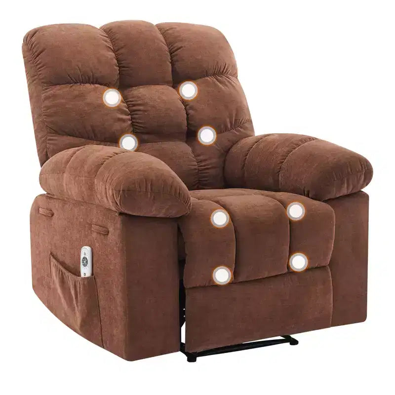 Fauteuil inclinable massant et chauffant pour adultes, canapé simple surdimensionné et rembourré, siège extra large et moelleux, pour salon et cinéma maison
