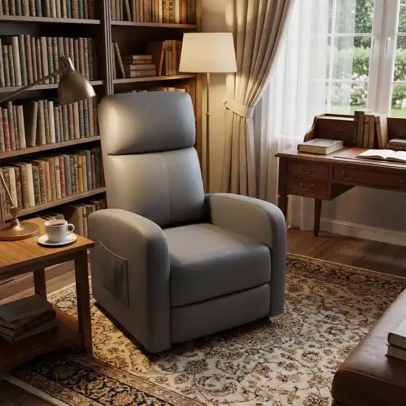 Fauteuil Inclinable Individuel Confortable avec Dossier et Repose-Pieds Réglables, Revêtement Aspect Lin, Idéal pour Salon et Chambre à Coucher