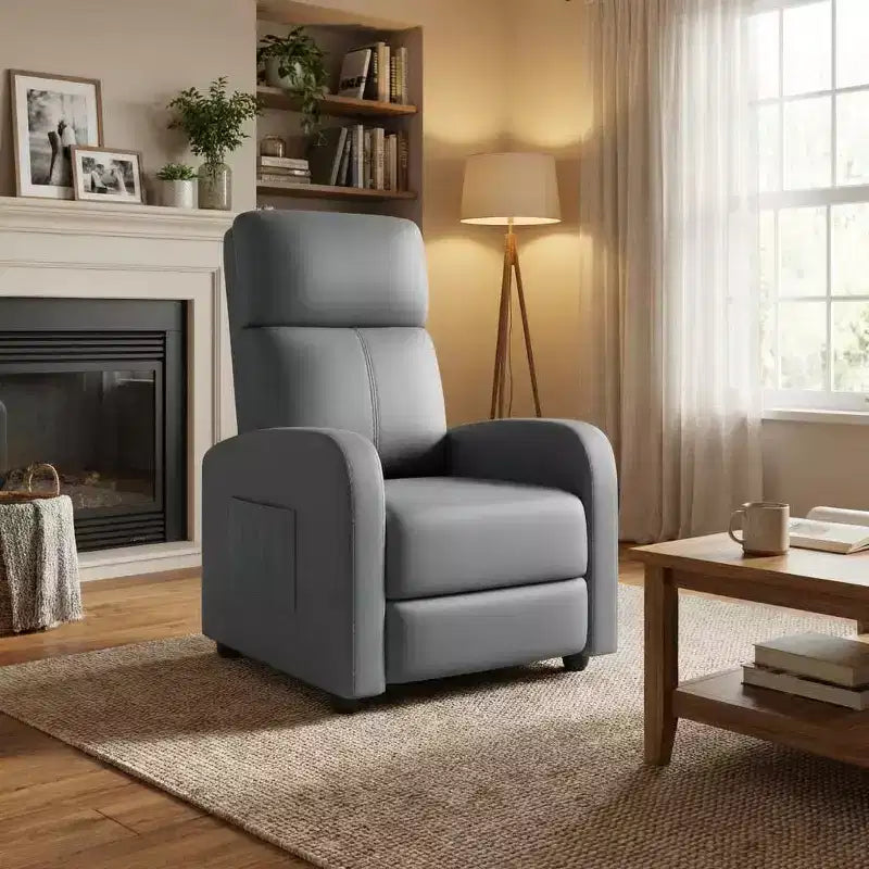 Fauteuil Inclinable Individuel Confortable avec Dossier et Repose-Pieds Réglables, Revêtement Aspect Lin, Idéal pour Salon et Chambre à Coucher