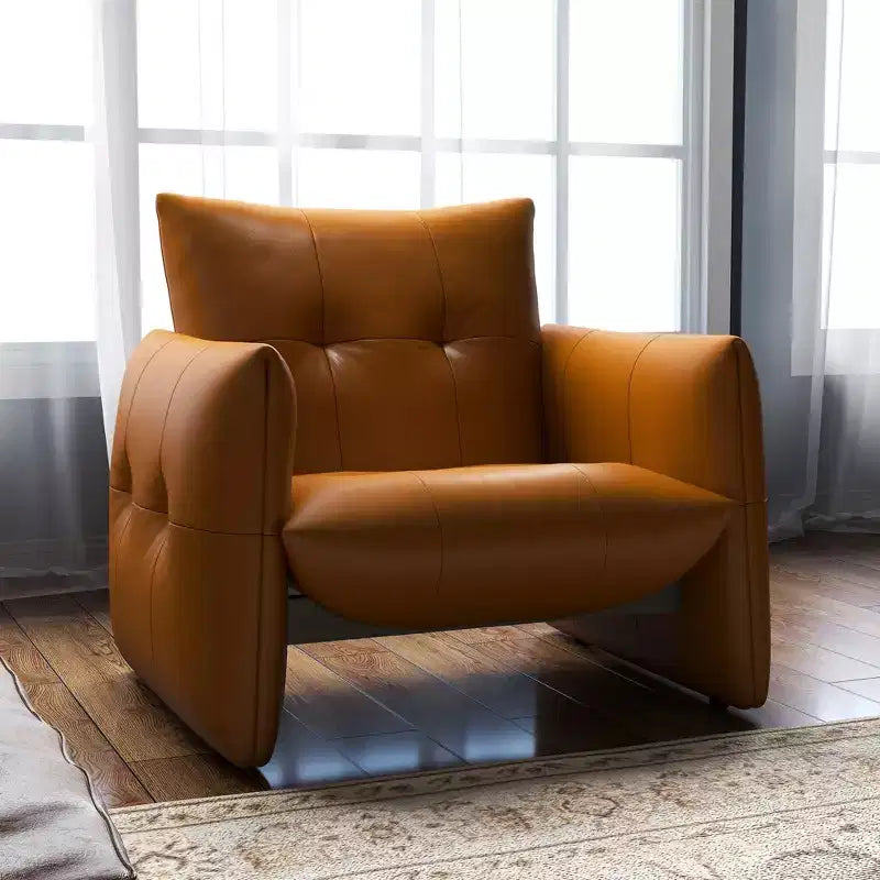 Luck Live 34.64 Fauteuil d'appoint de salon moderne, en similicuir rembourré, avec coussin épais et cadre en bois massif
