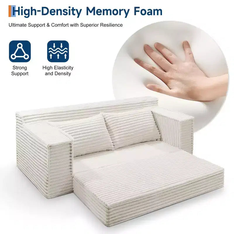 Canapé convertible 2 places de 75 pouces, futon avec 2 oreillers, canapé-lit sans cadre pour salon et chambre à coucher, aucun assemblage requis