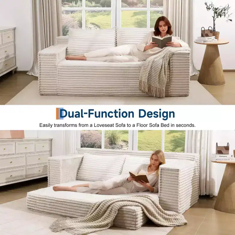 Canapé convertible 2 places de 75 pouces, futon avec 2 oreillers, canapé-lit sans cadre pour salon et chambre à coucher, aucun assemblage requis