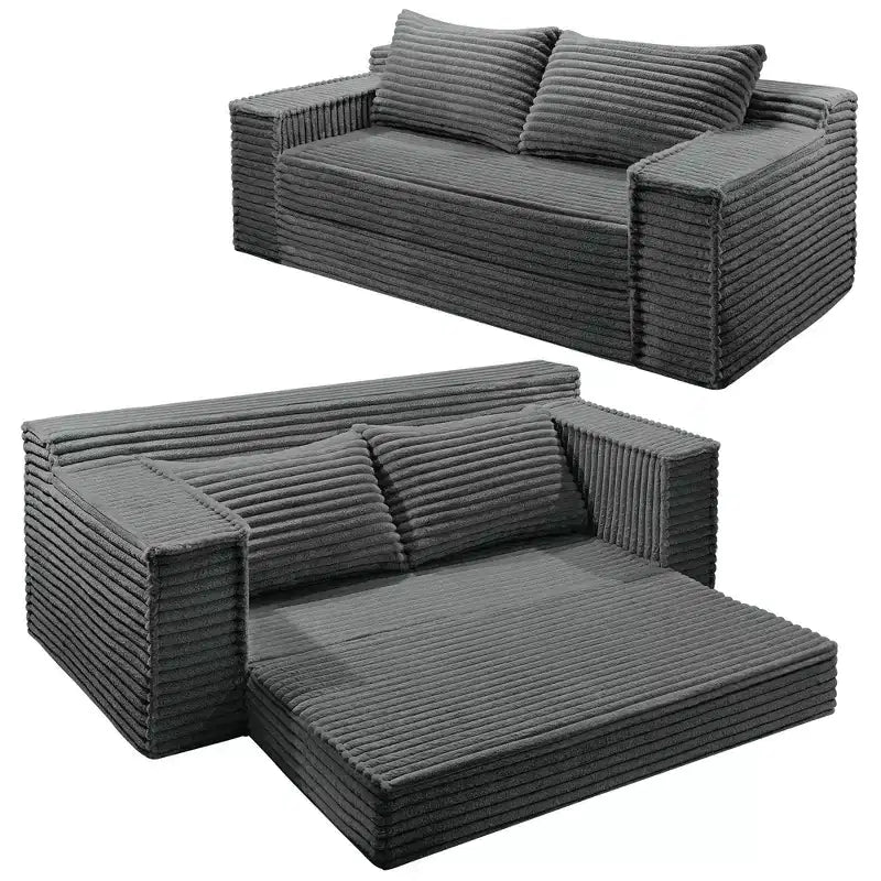 Canapé convertible 2 places de 75 pouces, futon avec 2 oreillers, canapé-lit sans cadre pour salon et chambre à coucher, aucun assemblage requis