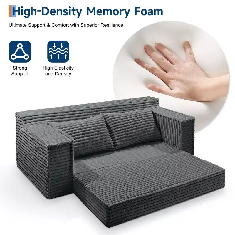 Canapé convertible 2 places de 75 pouces, futon avec 2 oreillers, canapé-lit sans cadre pour salon et chambre à coucher, aucun assemblage requis