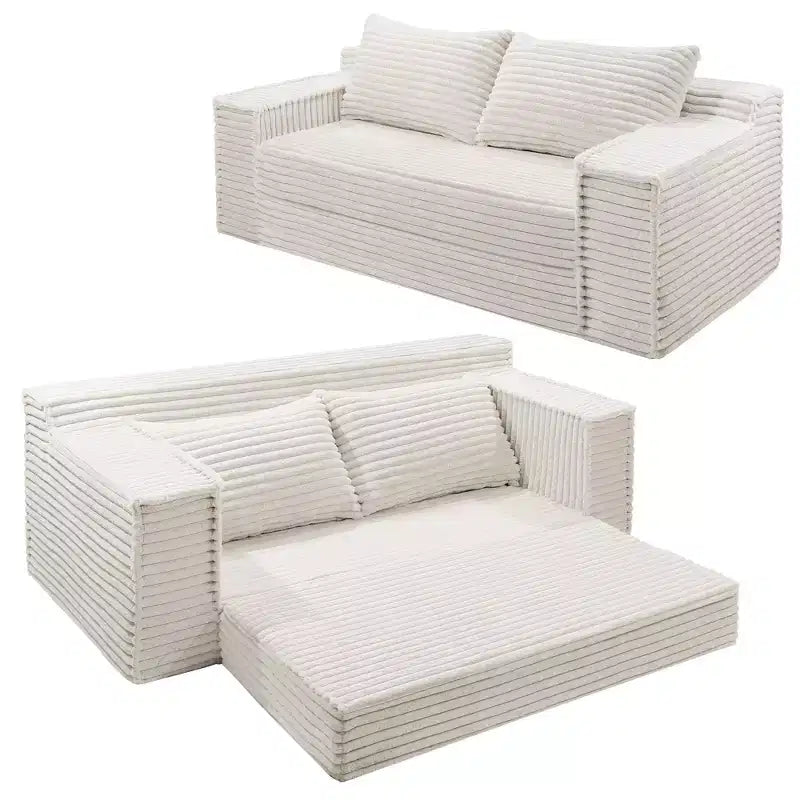 Canapé convertible 2 places de 75 pouces, futon avec 2 oreillers, canapé-lit sans cadre pour salon et chambre à coucher, aucun assemblage requis