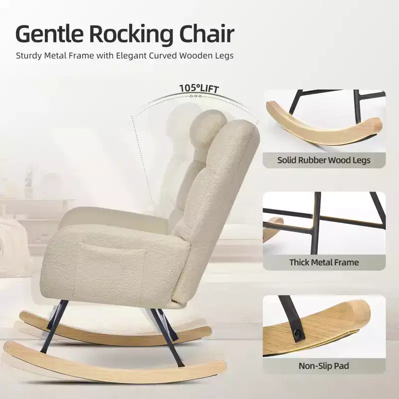 Fauteuil pour adultes, Fauteuil à bascule de lecture avec ottoman, Fauteuil à bascule planeur avec dossier haut, Chambre de bébé