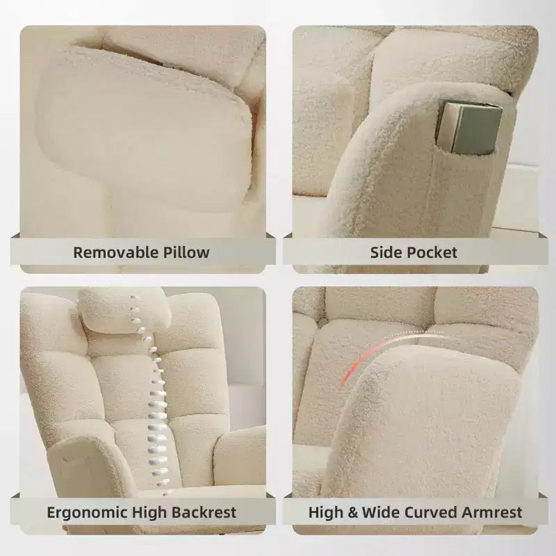 Fauteuil pour adultes, Fauteuil à bascule de lecture avec ottoman, Fauteuil à bascule planeur avec dossier haut, Chambre de bébé