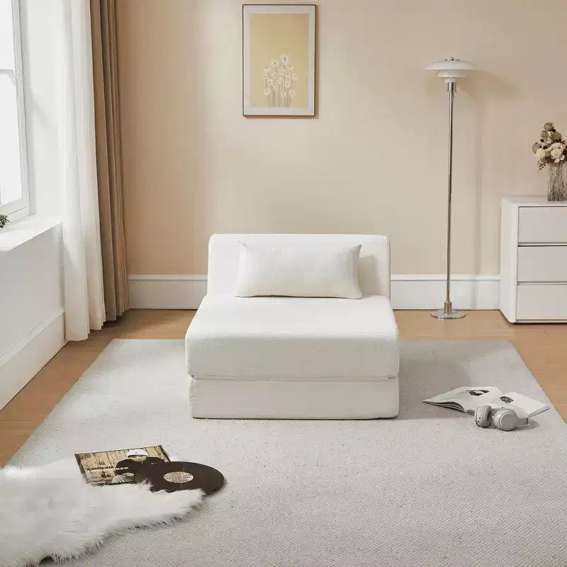 MAYEERTY Fauteuil convertible 2-en-1 en laine d'alpaga, canapé-lit peu encombrant pour petits espaces, salon, dortoir, appartement