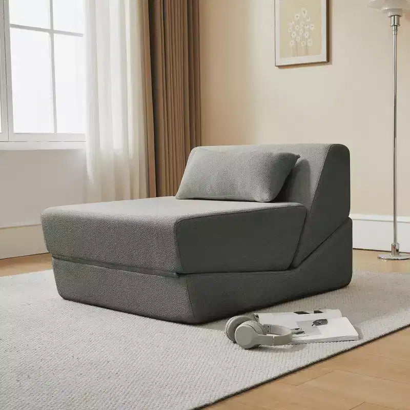 MAYEERTY Fauteuil convertible 2-en-1 en laine d'alpaga, canapé-lit peu encombrant pour petits espaces, salon, dortoir, appartement