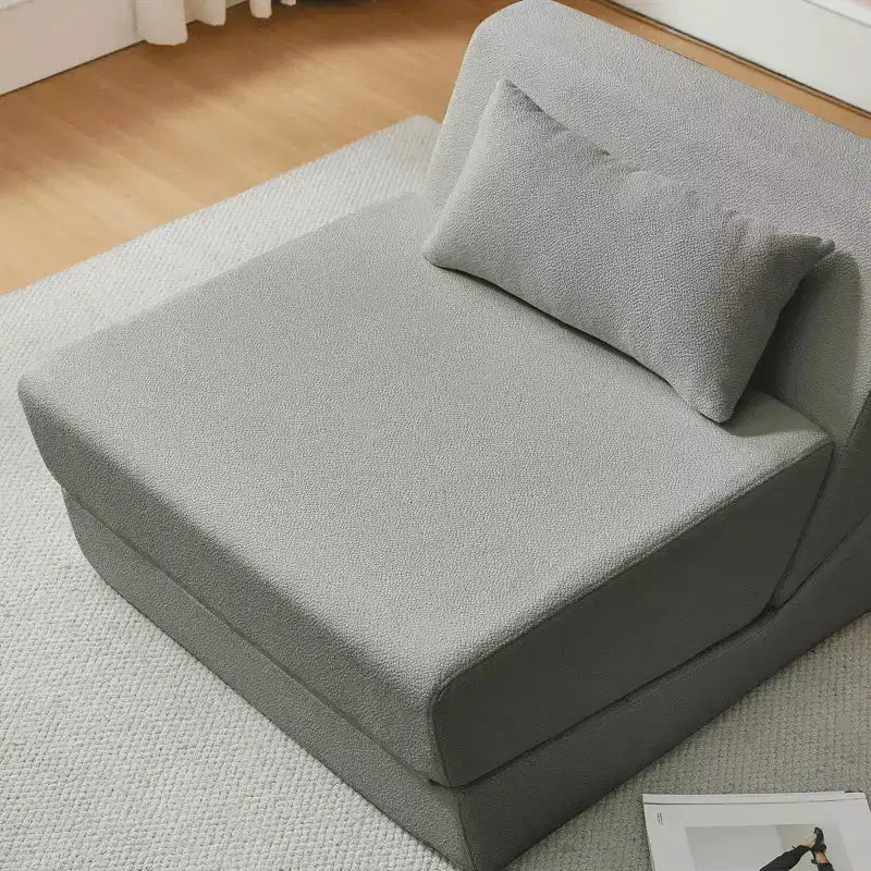 MAYEERTY Fauteuil convertible 2-en-1 en laine d'alpaga, canapé-lit peu encombrant pour petits espaces, salon, dortoir, appartement