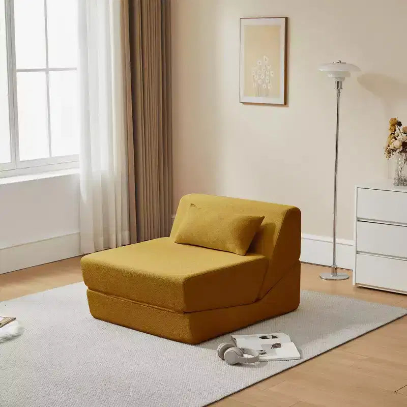 MAYEERTY Fauteuil convertible 2-en-1 en laine d'alpaga, canapé-lit peu encombrant pour petits espaces, salon, dortoir, appartement