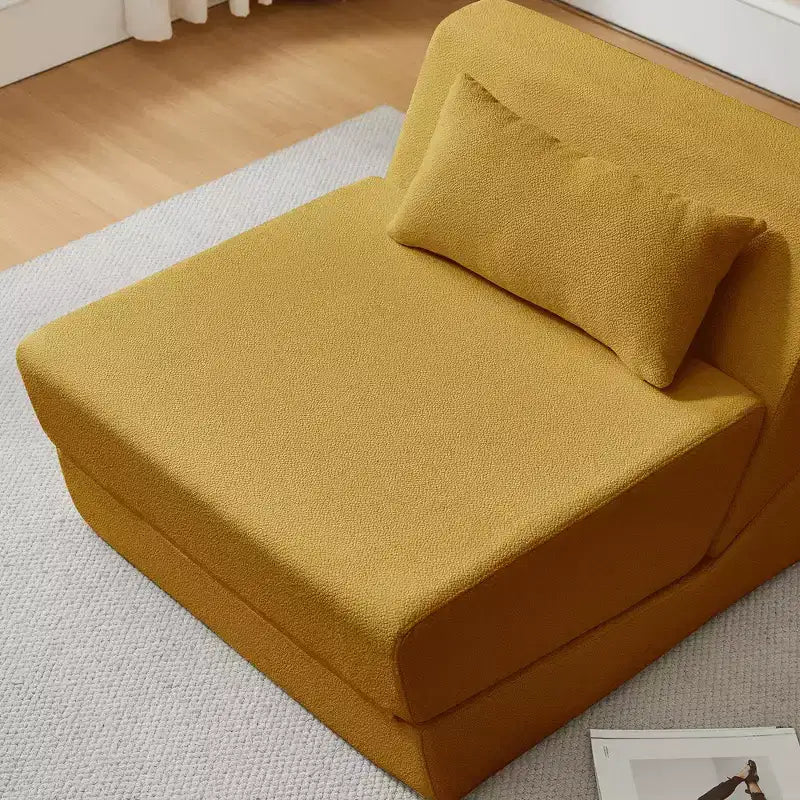 MAYEERTY Fauteuil convertible 2-en-1 en laine d'alpaga, canapé-lit peu encombrant pour petits espaces, salon, dortoir, appartement
