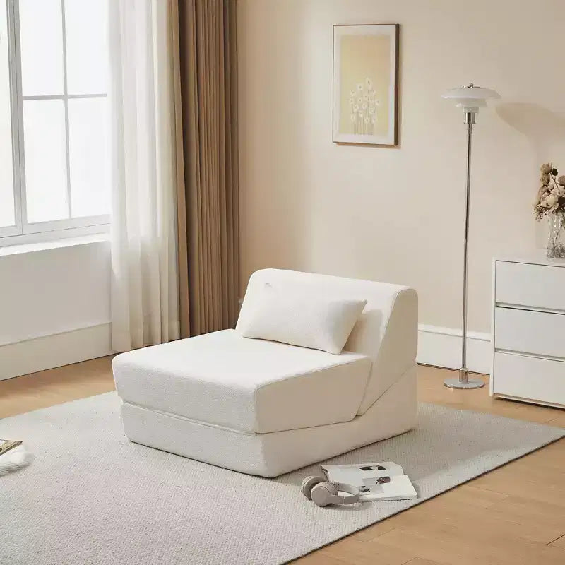 MAYEERTY Fauteuil convertible 2-en-1 en laine d'alpaga, canapé-lit peu encombrant pour petits espaces, salon, dortoir, appartement