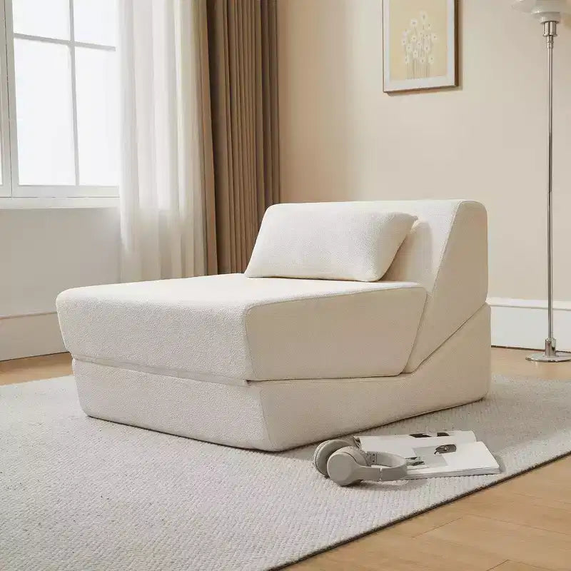 MAYEERTY Fauteuil convertible 2-en-1 en laine d'alpaga, canapé-lit peu encombrant pour petits espaces, salon, dortoir, appartement