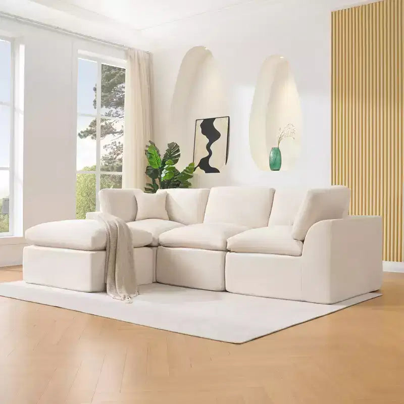 Canapé sectionnel modulaire 110 avec assise profonde, canapé éponge sans assemblage requis pour salon et chambre à coucher