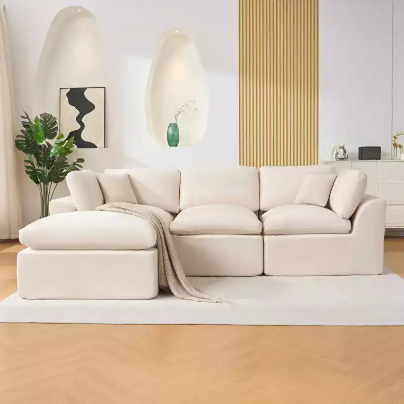 Canapé sectionnel modulaire 110 avec assise profonde, canapé éponge sans assemblage requis pour salon et chambre à coucher