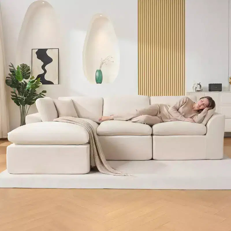 Canapé sectionnel modulaire 110 avec assise profonde, canapé éponge sans assemblage requis pour salon et chambre à coucher