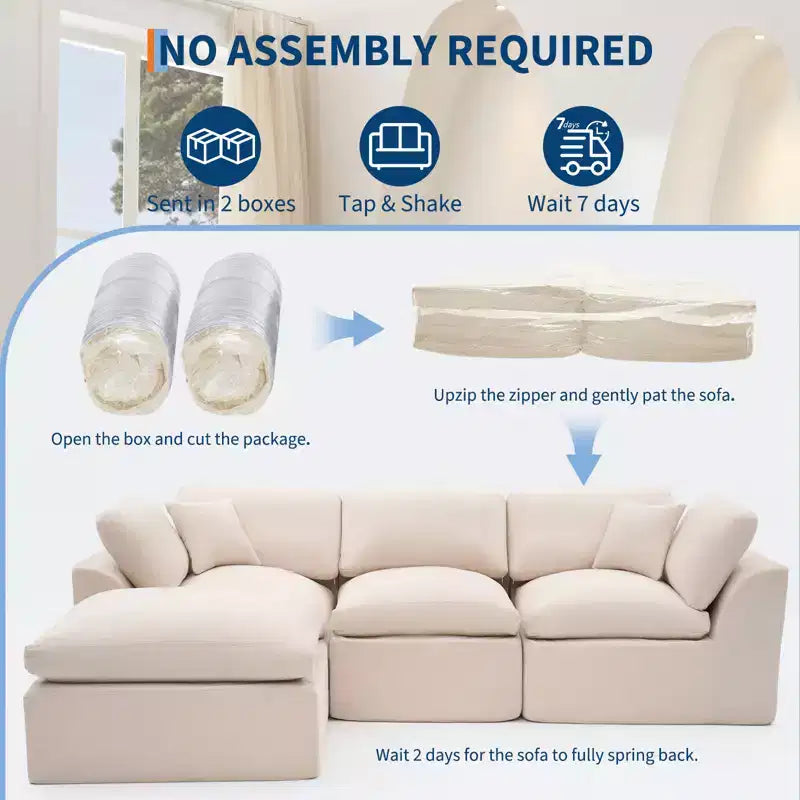 Canapé sectionnel modulaire 110 avec assise profonde, canapé éponge sans assemblage requis pour salon et chambre à coucher