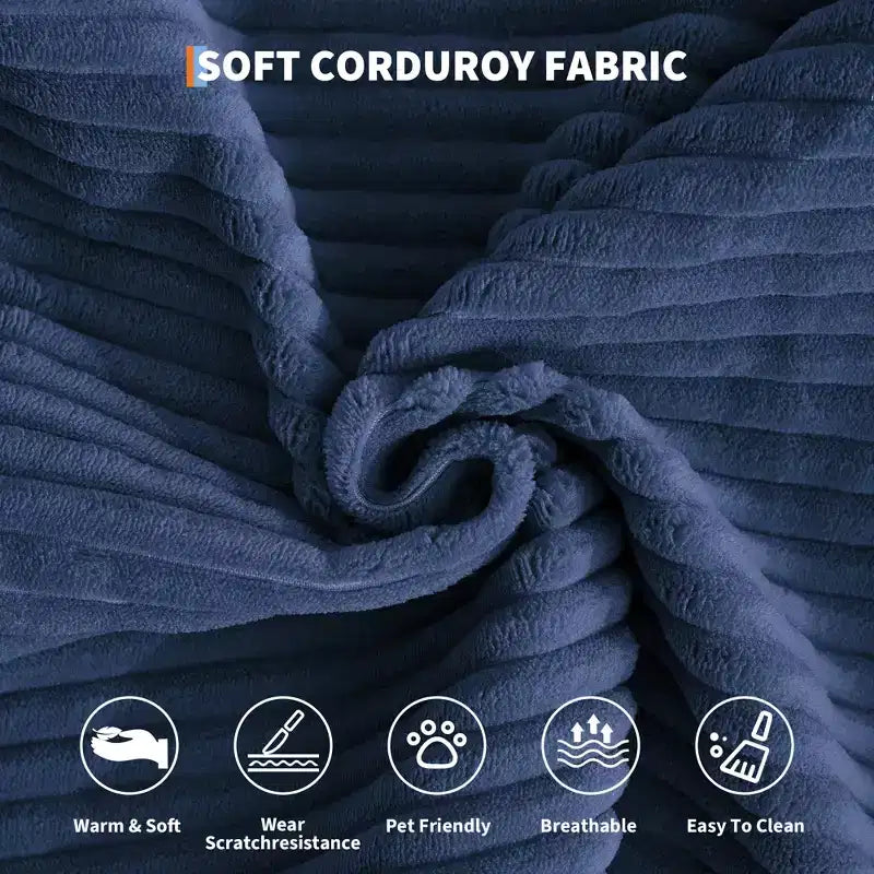 Canapé-lit convertible 5-en-1 en velours côtelé avec oreillers, futon pliant 79 po avec cadre fixe et accoudoirs amovibles pour petits espaces, aucun assemblage requis