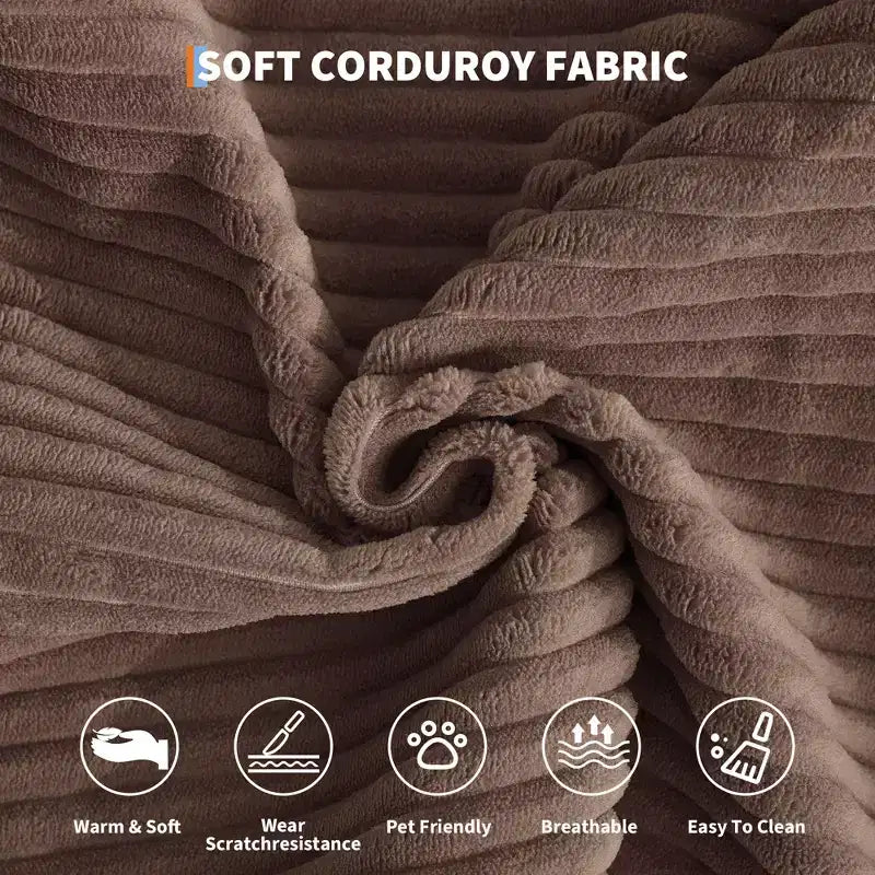 Canapé-lit convertible 5-en-1 en velours côtelé avec oreillers, futon pliant 79 po avec cadre fixe et accoudoirs amovibles pour petits espaces, aucun assemblage requis