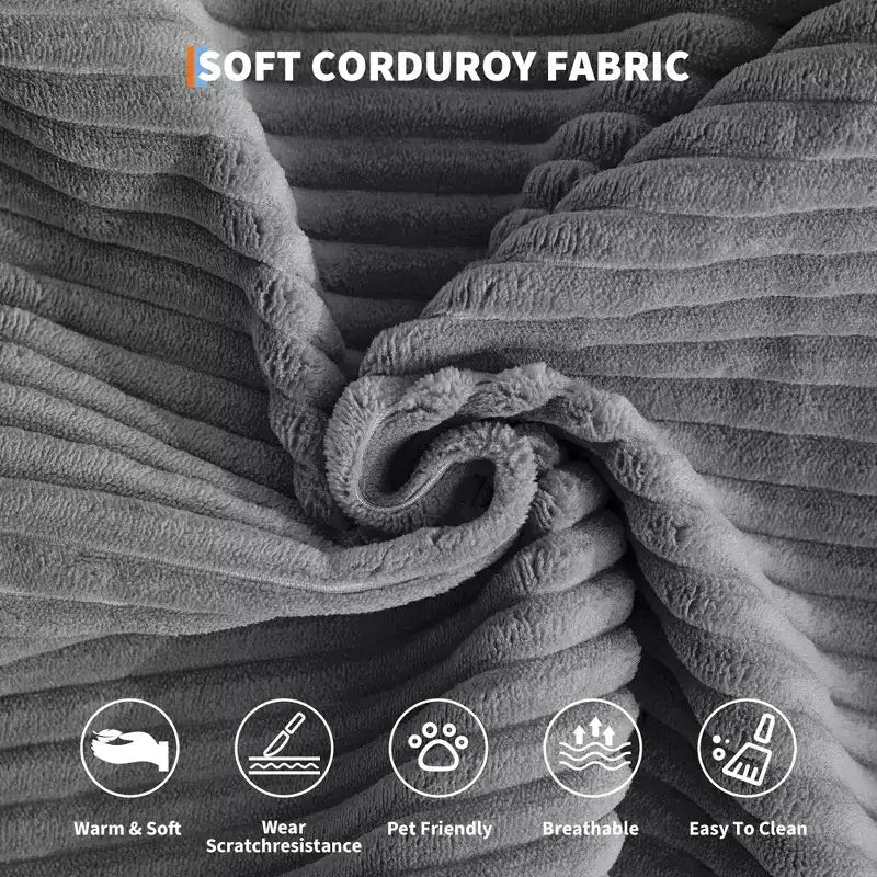 Canapé-lit convertible 5-en-1 en velours côtelé avec oreillers, futon pliant 79 po avec cadre fixe et accoudoirs amovibles pour petits espaces, aucun assemblage requis