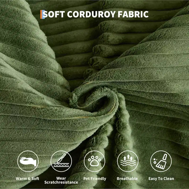 Canapé-lit convertible 5-en-1 en velours côtelé avec oreillers, futon pliant 79 po avec cadre fixe et accoudoirs amovibles pour petits espaces, aucun assemblage requis