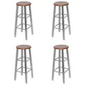 vidaXL Bar Stool Set of 4 Silver and Brown Steel and MDF Standard