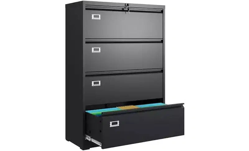 DEXYLLO 4 Drawer Lateral File Cabinet with Lock, Metal Filing Cabinets for Home Office