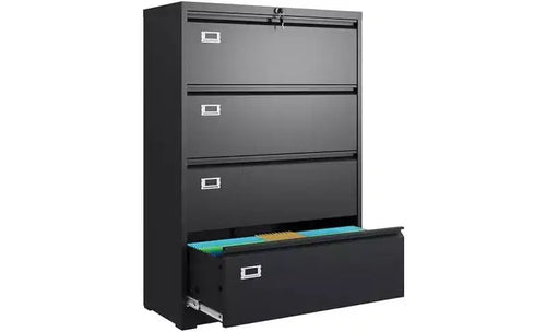 DEXYLLO 4 Drawer Lateral File Cabinet with Lock, Metal Filing Cabinets for Home Office