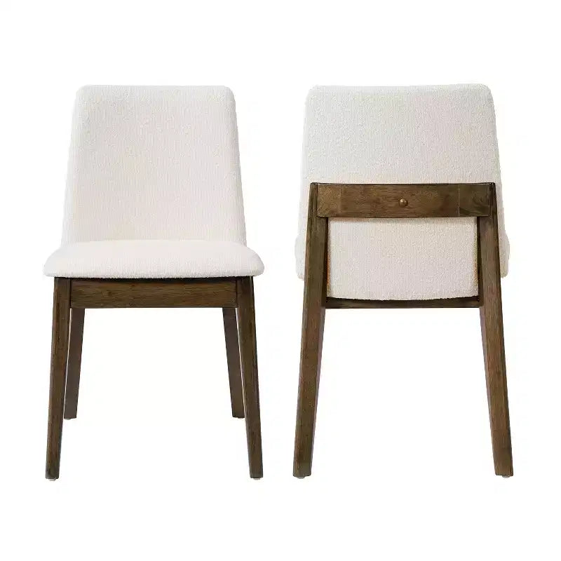 Chaises de salle à manger, chaises d'appoint sans accoudoirs en bois d'hévéa avec assise rembourrée - Lot de 2