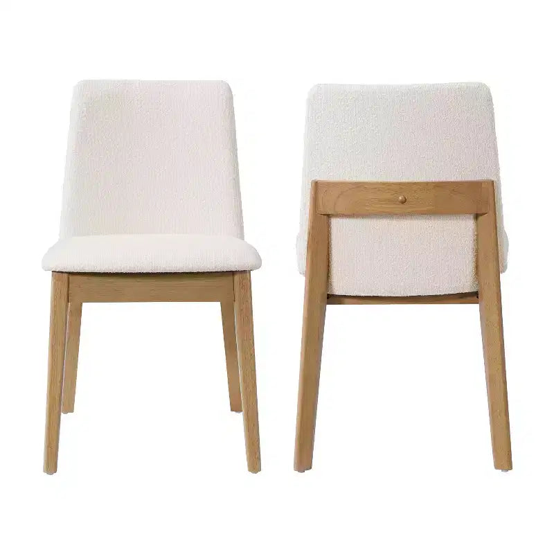 Chaises de salle à manger, chaises d'appoint sans accoudoirs en bois d'hévéa avec assise rembourrée - Lot de 2