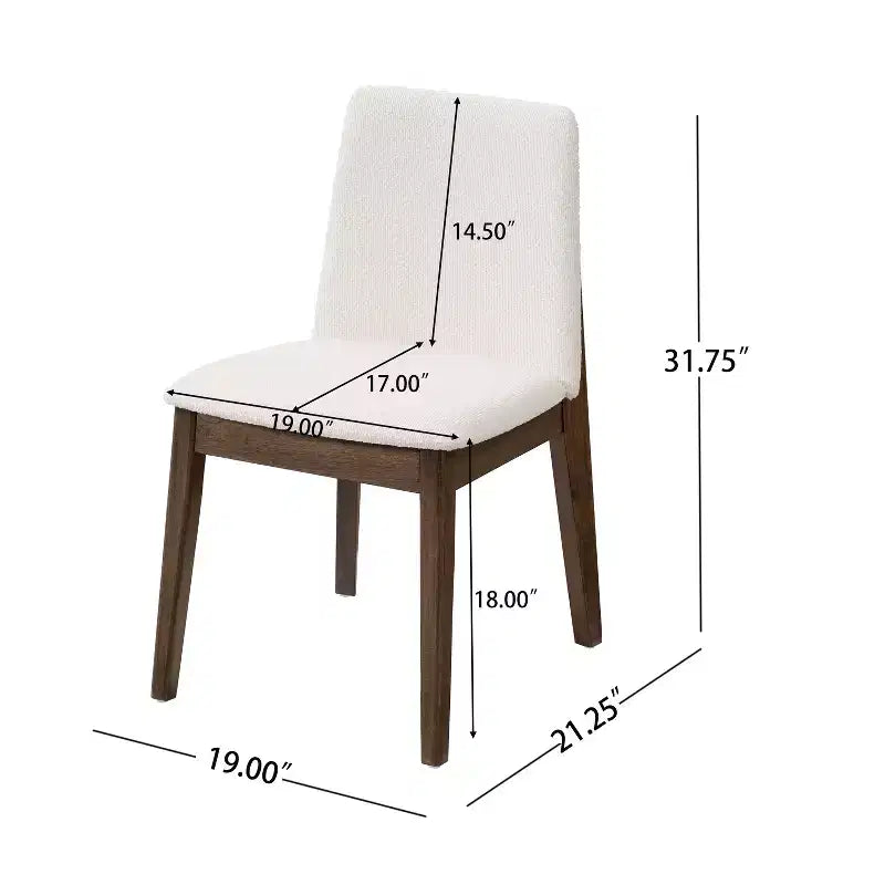Chaises de salle à manger, chaises d'appoint sans accoudoirs en bois d'hévéa avec assise rembourrée - Lot de 2