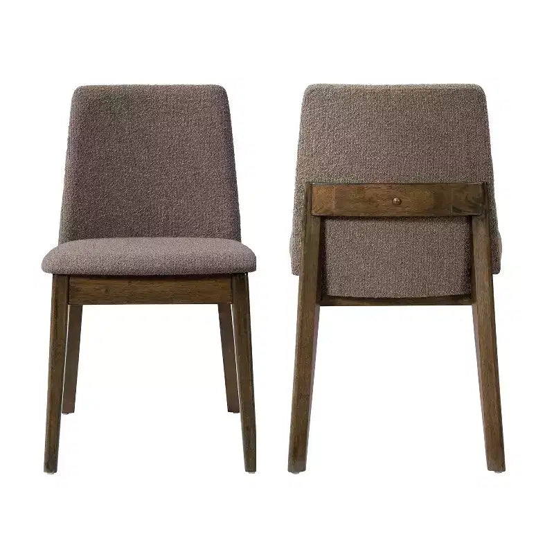 Chaises de salle à manger, chaises d'appoint sans accoudoirs en bois d'hévéa avec assise rembourrée - Lot de 2