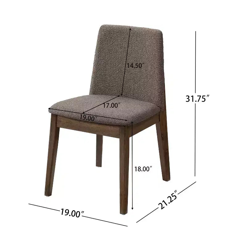 Chaises de salle à manger, chaises d'appoint sans accoudoirs en bois d'hévéa avec assise rembourrée - Lot de 2