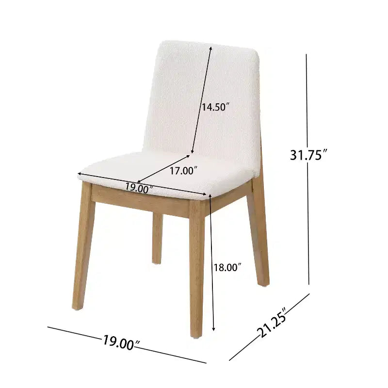 Chaises de salle à manger, chaises d'appoint sans accoudoirs en bois d'hévéa avec assise rembourrée - Lot de 2