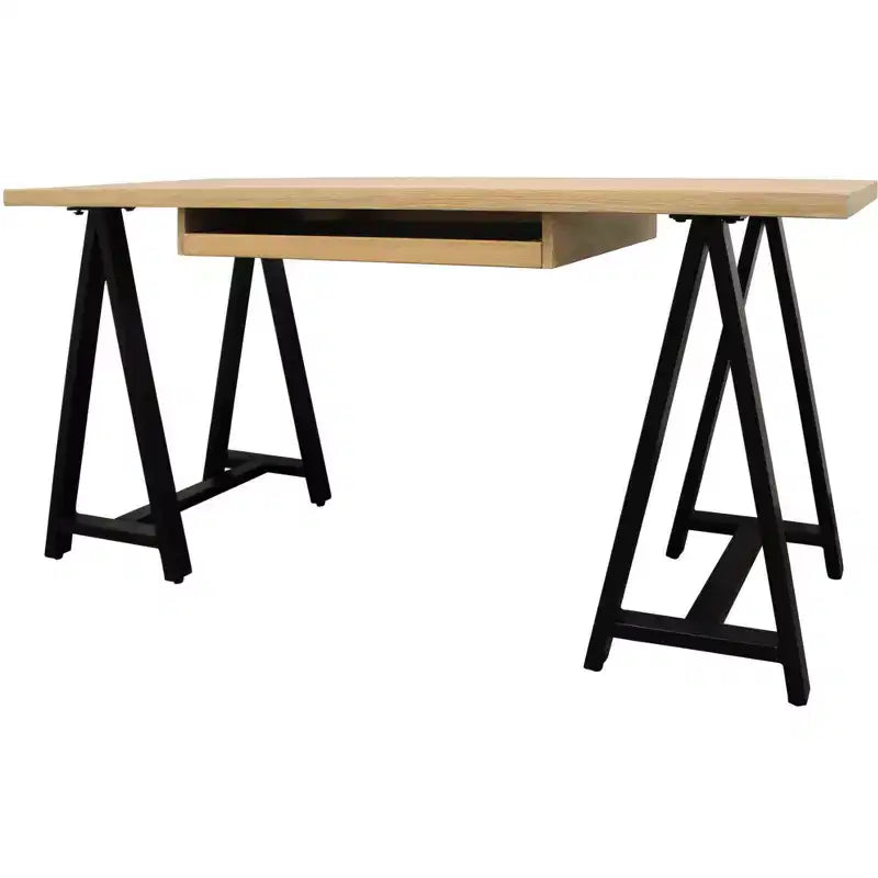 Bureau de direction en bois massif ivoire et noir de 60 po