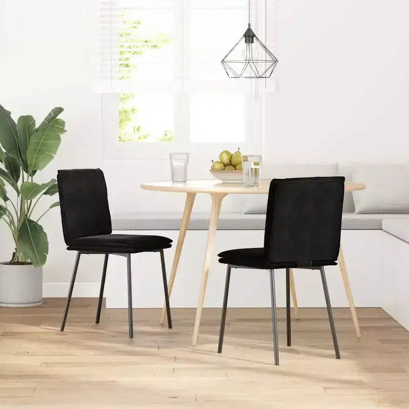 Chaise de salle à manger XL, lot de 4, velours noir, contreplaqué, métal