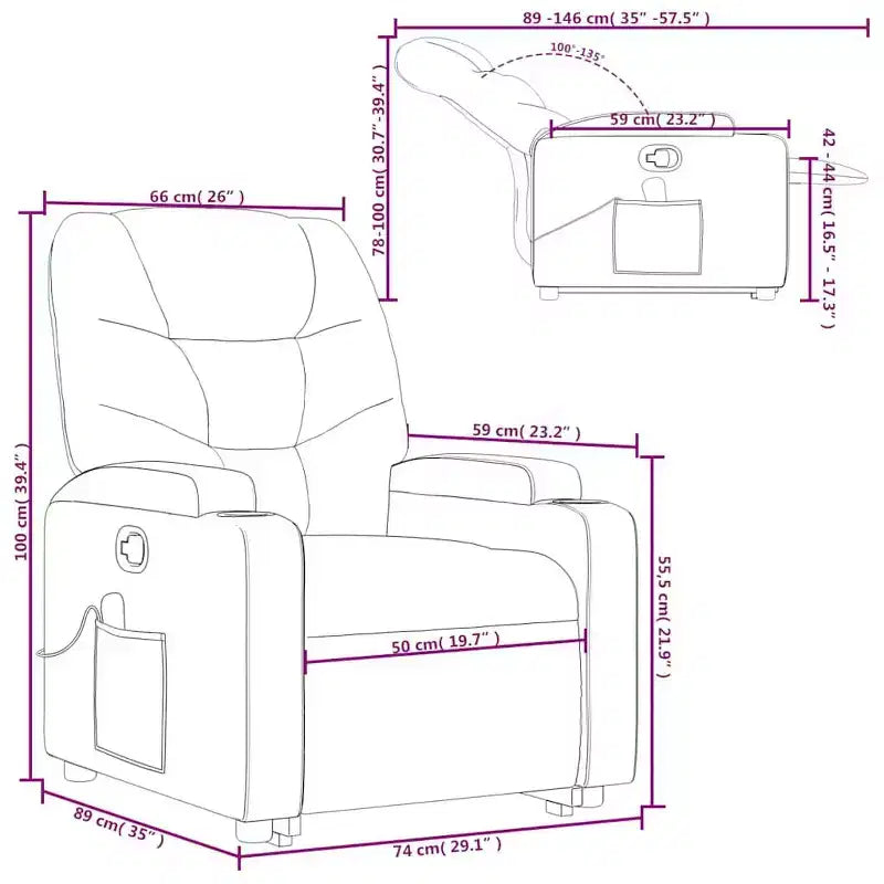Fauteuil inclinable de massage XL sur pied gris clair