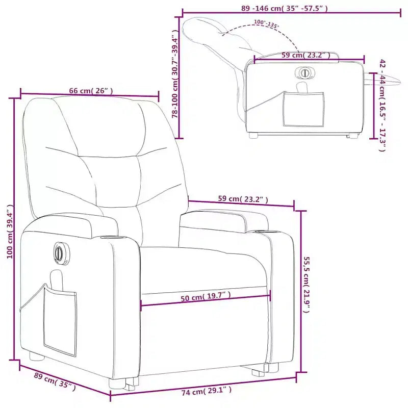 Fauteuil inclinable de massage XL sur pied gris clair