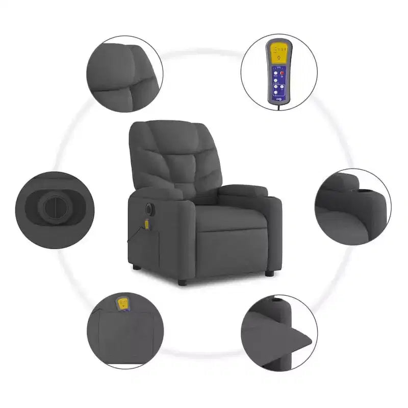Fauteuil inclinable de massage XL sur pied gris clair