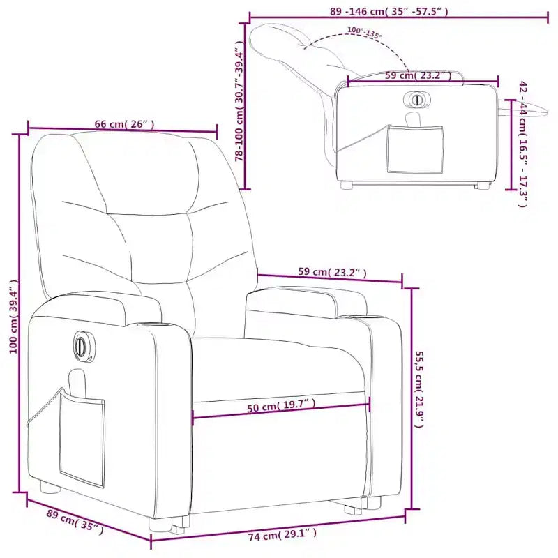 Fauteuil inclinable de massage XL sur pied gris clair